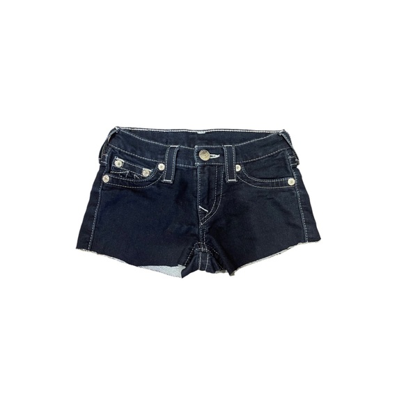 TRUE RELIGION Dark Wash Denim Shorts Size 24. LIKE NEW! - Picture 3 of 9